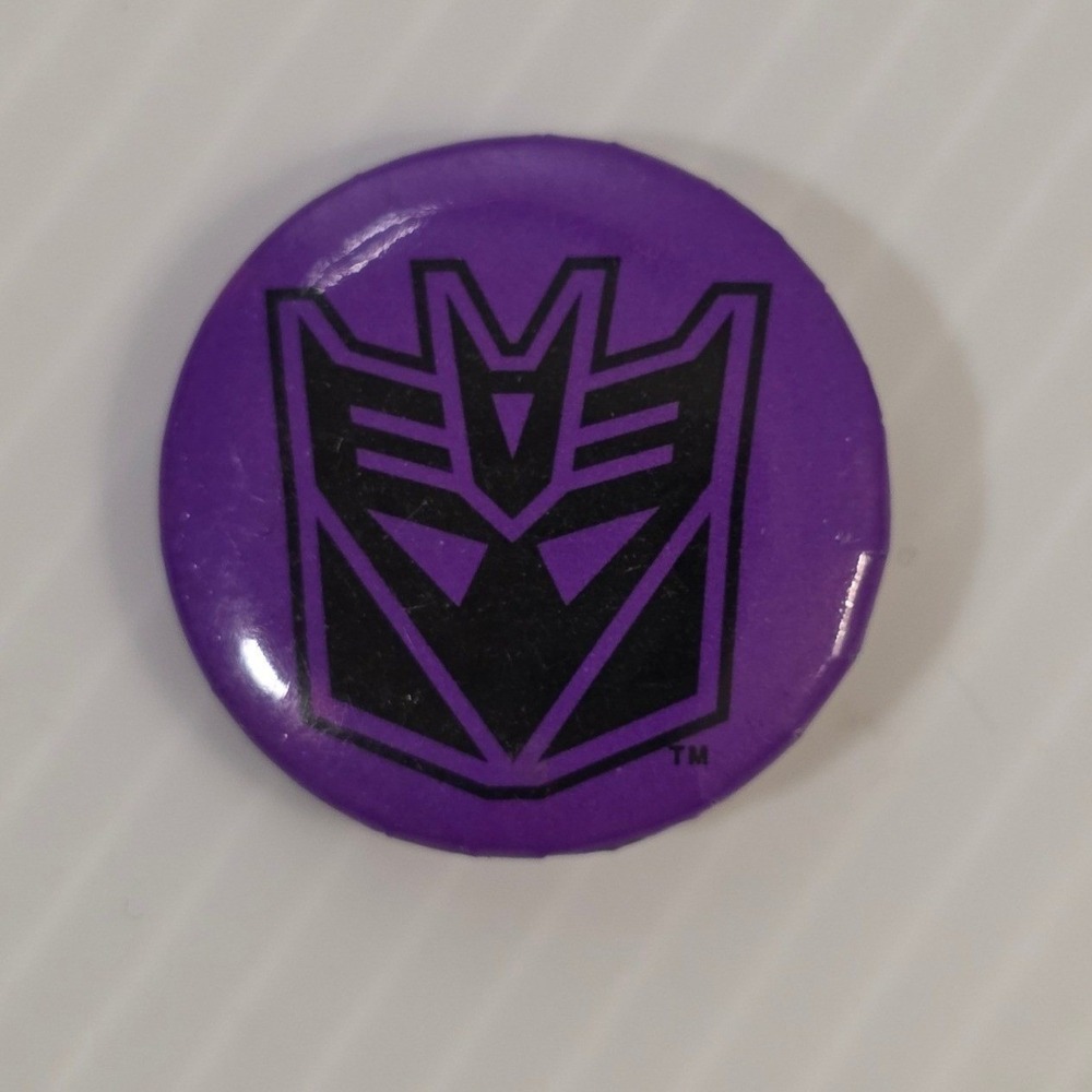 Transformers Decepticon Logo‎ Purple Pinback Button Hasbro Robot Badge Vintage